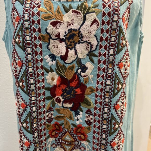 Johnny Was Beatriz Trapeze Embroidered Tunic Small Dress 100% Linen Bohemian - Picture 3 of 13